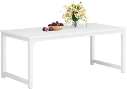 LITTLE TREE 70.9 Inch Large Dining Table Rectangular Kitchen Furniture for 6 to 8 People, White