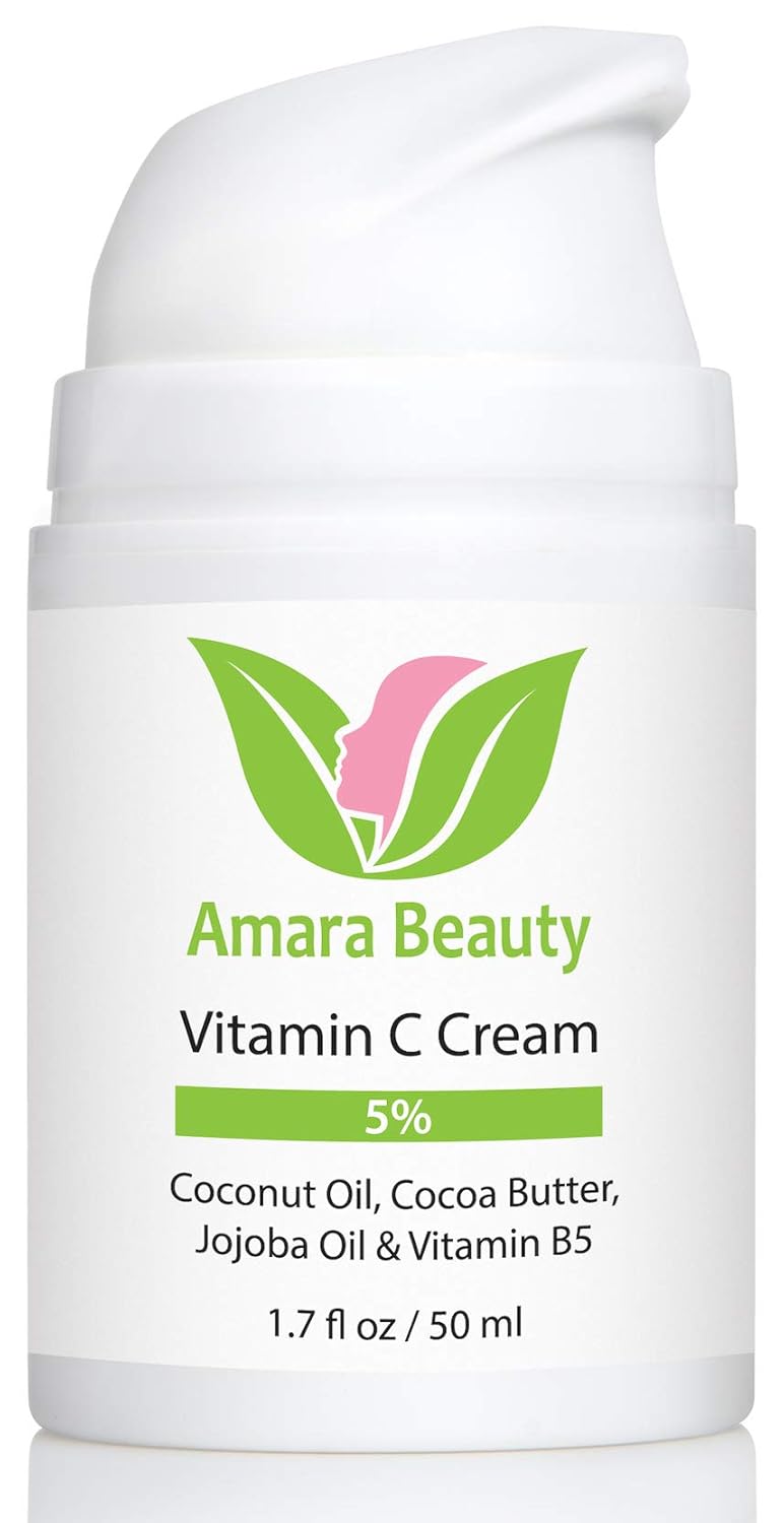 Amara Beauty Vitamin C Cream for Face with Coconut Oil, Cocoa Butter & Jojoba Oil, 1.7 fl. oz.