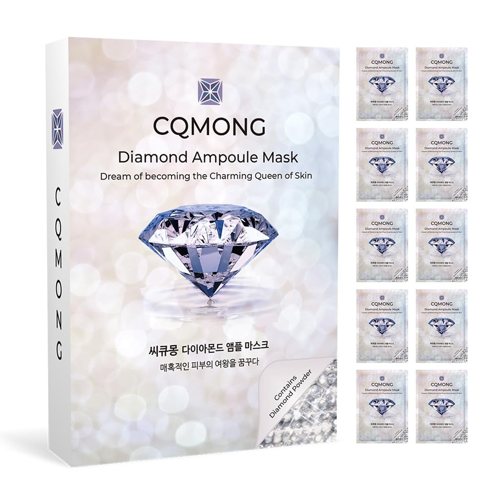 Diamond Ampoule Sheet Mask (pack of 10) Korean Collagen Face Facial Mask Pack for Elastic Skin, Vitality, Moisture, Brilliance, Nutrition, Skin Soothing | Skincare