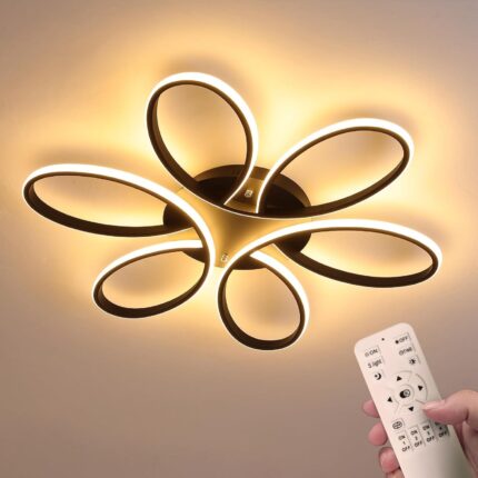 Modern LED Ceiling Light Fixture with Remote Control Lamp Dimmable Ceiling Chandelier for Living Room Dinning Room Bedroom Kitchen Home Lighting (23 inch/60CM 70W)