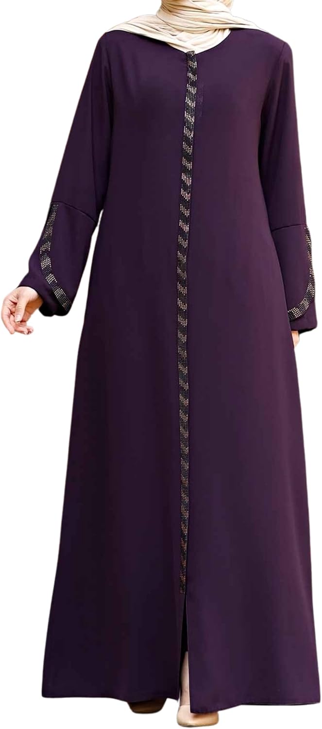 Women’s Abaya Long Sleeve Open Quarry Floor Length Zipper Floor Length Turkish Islamic Fashion