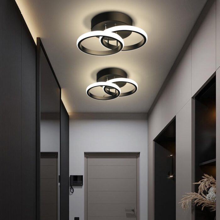 Viruhaka Modern LED Ceiling Light Fixture, Black Artistic Design Aisle Light，Suitable for Entrance Courtyard Corridor Kitchen Bathroom Bedroom and Living Room Ceiling Lamps (Neutral Light 4000K)