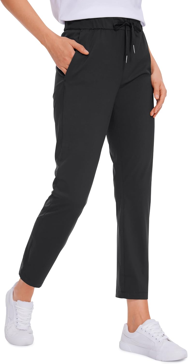 CRZ YOGA Womens 4-Way Stretch Ankle Golf Pants – 7/8 Dress Work Pants Pockets Athletic Travel Casual Lounge Workout