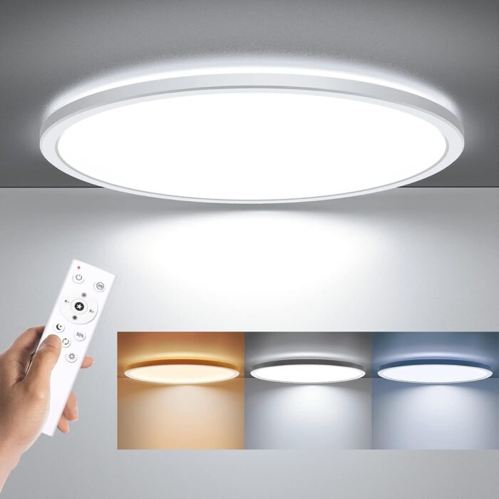 BLNAN LED Flush Mount Ceiling Light with Remote Control, 15.4 Inch 36W 3000K-6500K Dimmable Ultra Thin Low Profile Wired Ceiling Lamp with Night Light for Living Room Bedroom Kitchen