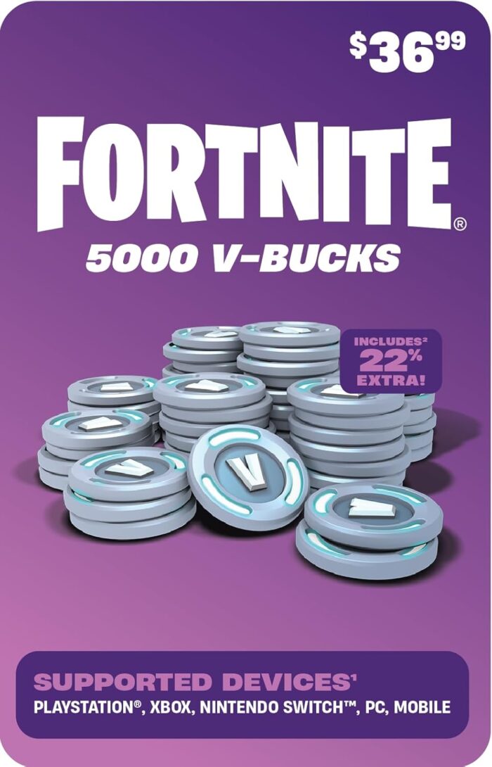 FORTNITE Digital V-Bucks 5000 – PlayStation/Xbox/Nintendo Switch/PC/Mobile [Digital Code]