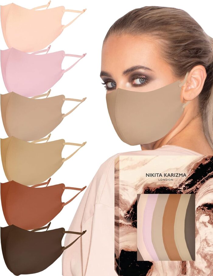 KARIZMA Face Wardrobe Cloth Face Mask. 6 Soft Masks Washable Fabric with Adjustable Ear Loops. ‘Earth Shades’ Pack. Face Mask Reusable and Stretchy. Fabric Face Masks 6 Pieces