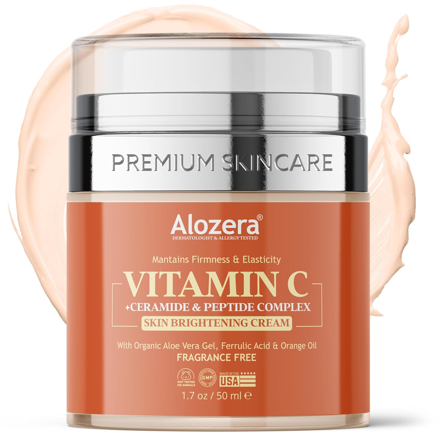 Vitamin C Face Cream – Brightening & Anti-Aging Moisturizer, Prevents, Repairs, and Nourishes Aging Skin; Helps with Uneven Skin Tone and Wrinkles, Day & Night Cream – 1.7 oz.