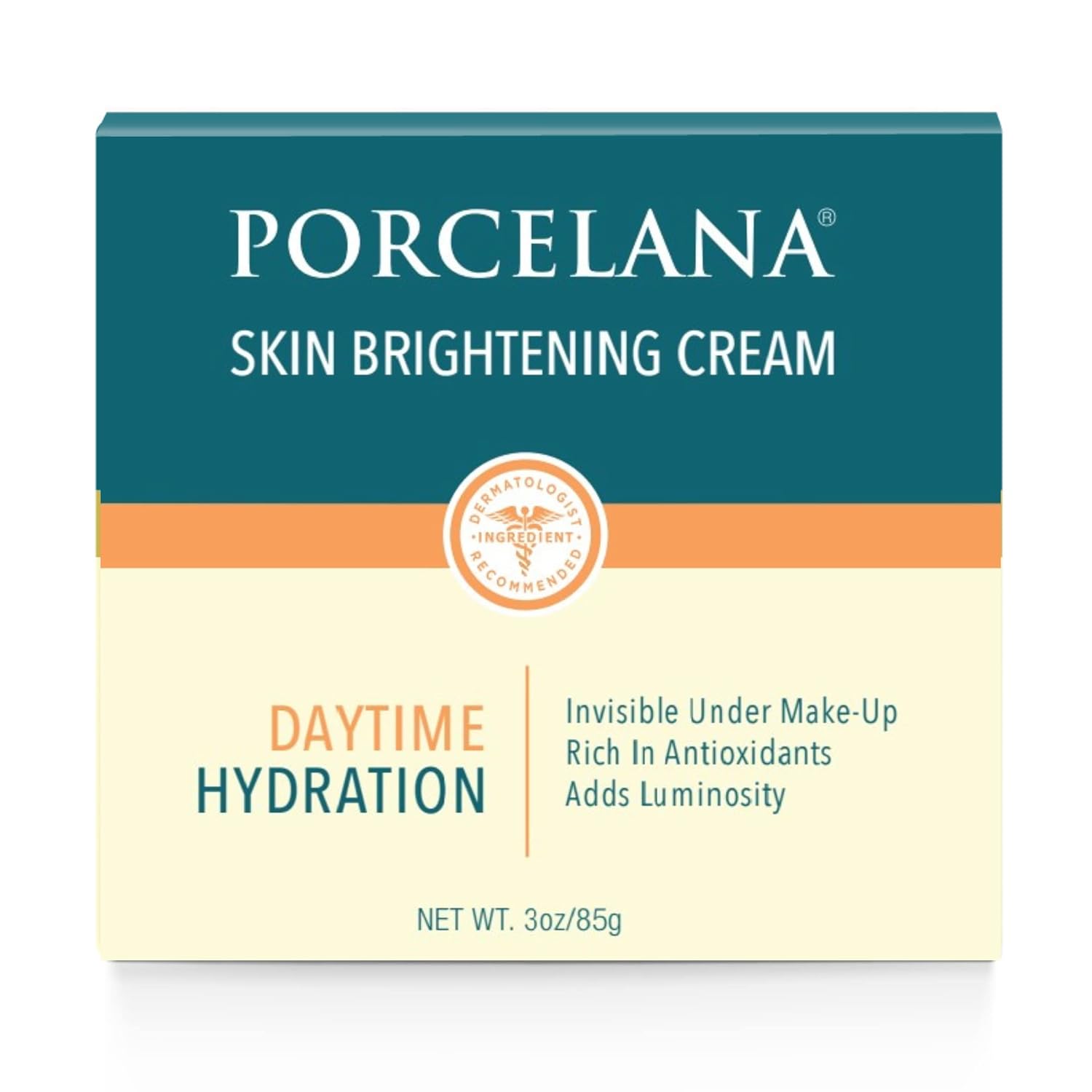 Porcelana Daytime Hydration Cream For Face & Body [Updated Formula] – Fades Dark Spots & Evens Skin Tone – For Sun & Age Spots, Acne Scarring, Melasma & Discoloration – Antioxidant Moisturizer (3 oz)