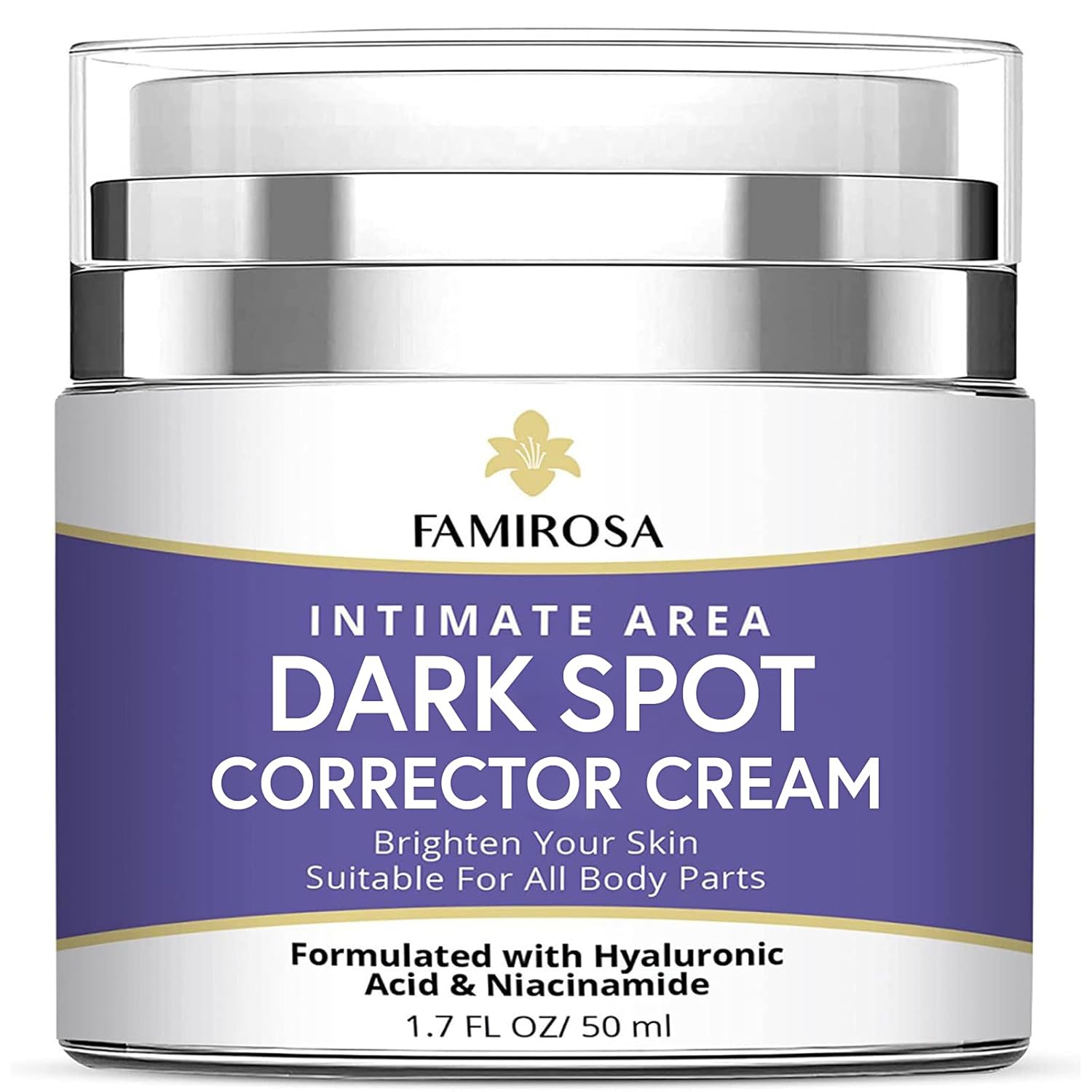 Famirosa Dark Spot Corrector Cream-Underarm Cream for Armpit, Neck, Knees, Elbows, Inner Thigh, Private Parts- Intimate Skin Cream- Formulated with Hyaluronic Acid, Niacinamide and Vitamin C-50 ml