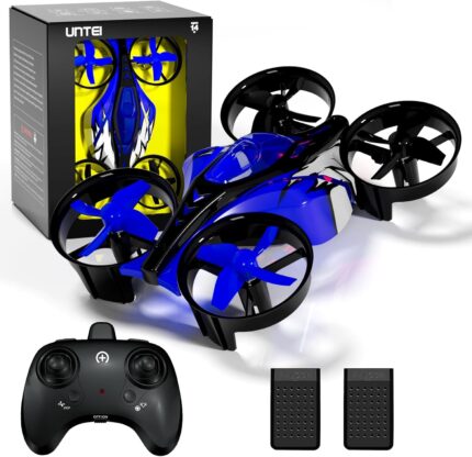 2 In 1 Mini Drones for Kids Remote Control Drone with Land Mode or Fly Mode, LED Lights,Auto Hovering, 3D Flip,Headless Mode and 3 Batteries,Toys Gifts for Boys Girls (Blue)