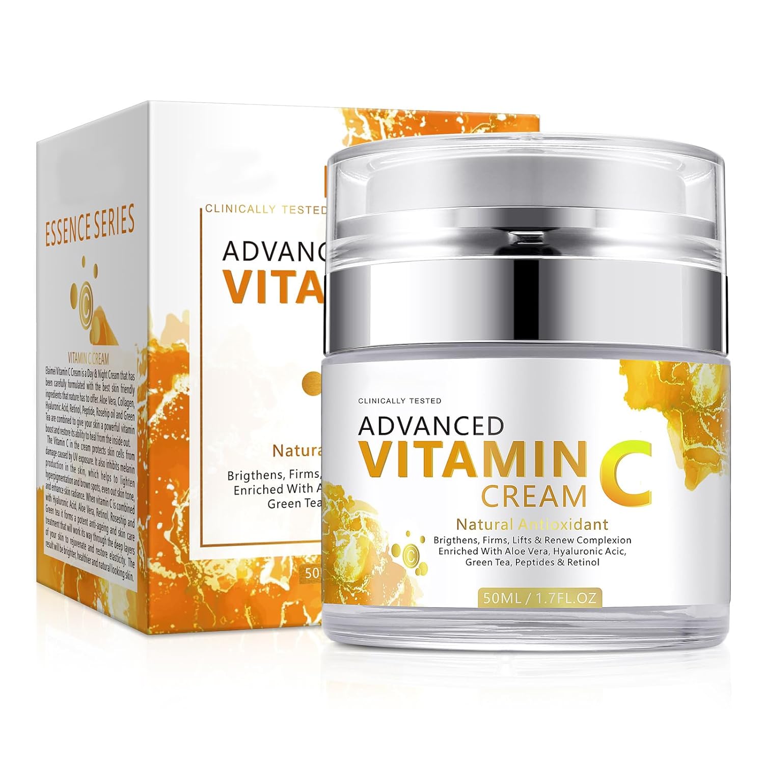 Vitamin C Cream, Vitamin C Face Cream With Nicotinamide & Hyaluronic Acid, Vitamin C Moisturizer For Face, Anti Aging Vitamin C Face Cream For Reduces Wrinkle, Fine Lines & Tightening Skin