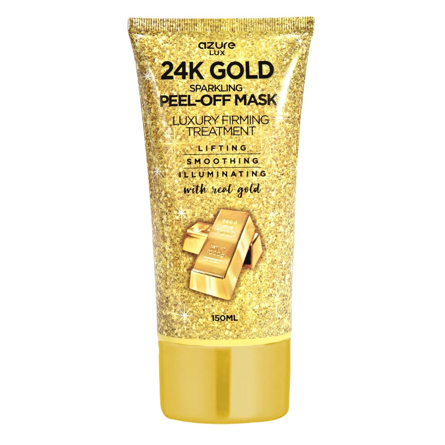 AZURE 24K Gold Firming Peel Off Face Mask- Anti Aging, Lifting, Illuminating & Revitalizing – Removes Blackheads, Dirt & Oils – With Hyaluronic Acid and Collagen – Skin Care Made in Korea – 150mL