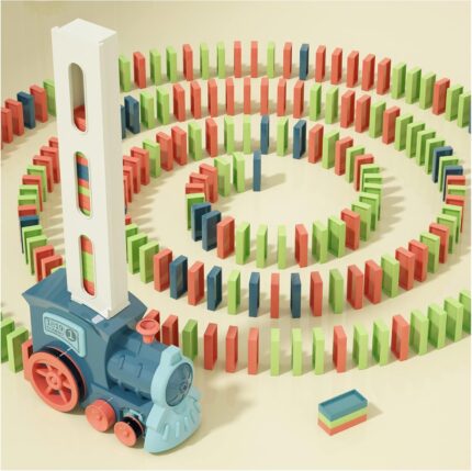 Kids Games Domino Train Toys: 180PCS Automatic Stacking Creative Game 3+ Year Old – Stem Montessori Toy for Boys 4-6 – Summer Autistic Christmas Birthday Gifts 5 6 Toddler Girls Ages 4-8