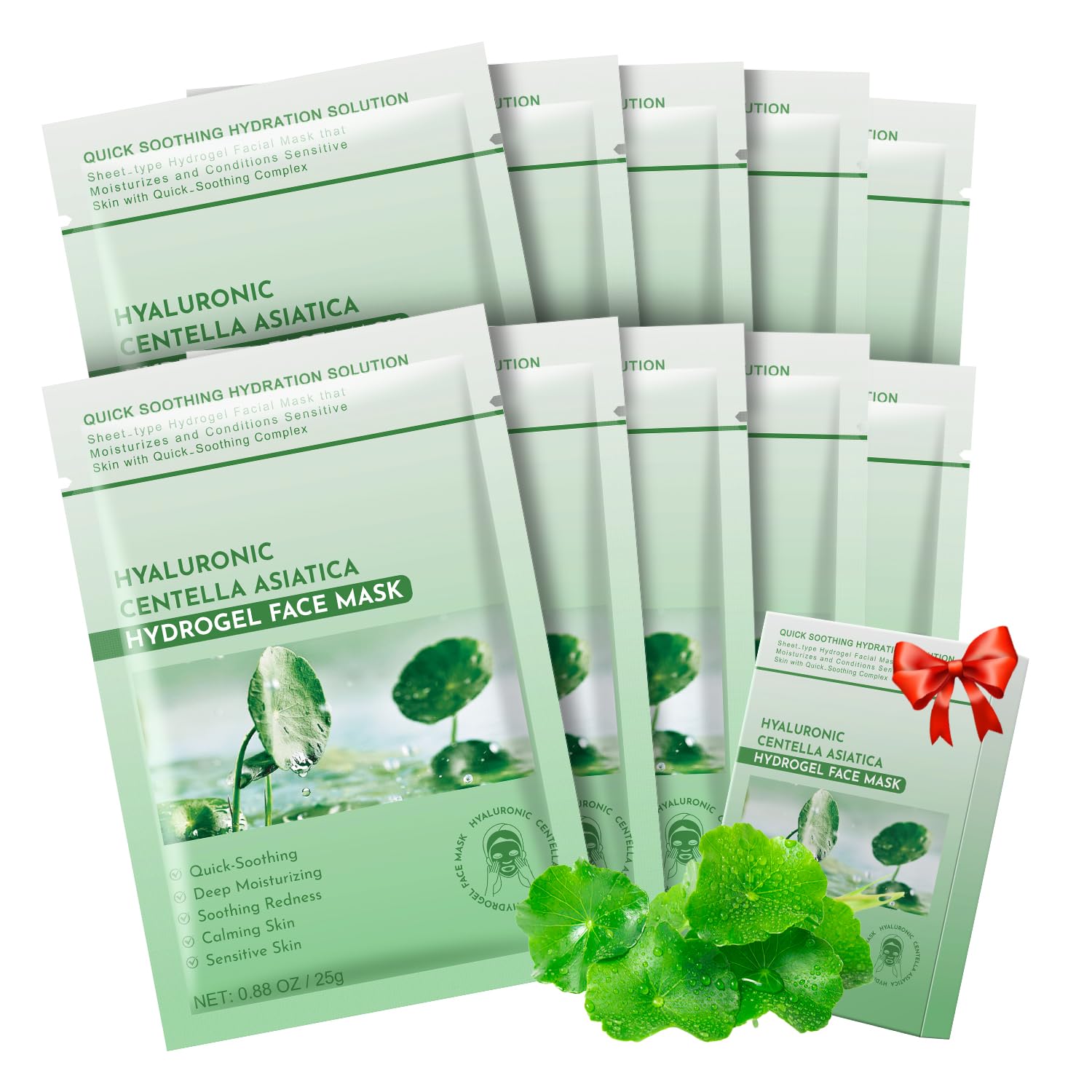 Calming Mask for Face, Centella Asiatica Calming Mask, Facial Masks with Aloe Hyaluronic Acid for Sensitive Skin, Soothing, Anti Aging Face Mask, Face Masks Skincare, Hydrating Sheet Face Mask 10 pack