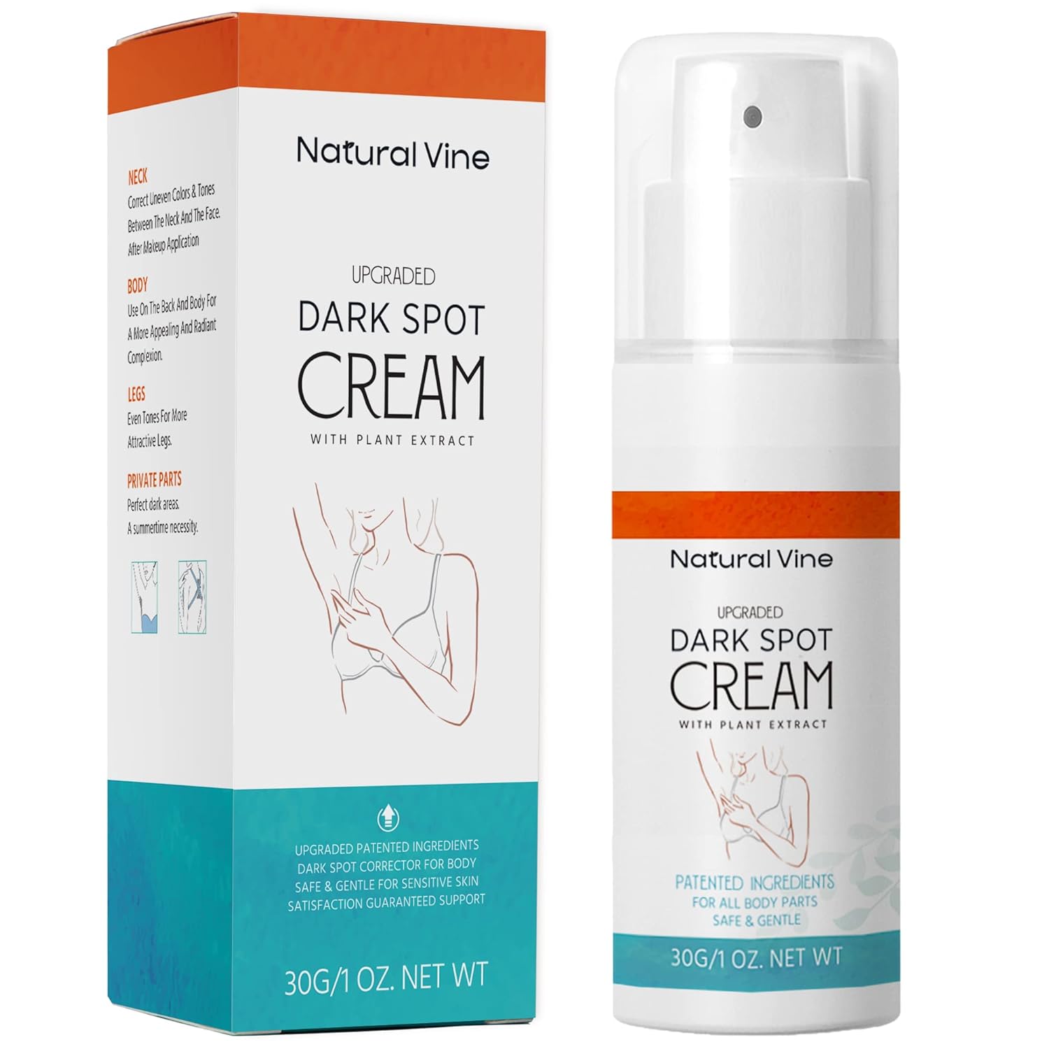 Natural Vine Dark Spot Corrector: Dark Spot Remover for Face Body in 8 Weeks – Instant Concealing Age Brown Sun Faded Spot Remover Melasma Freckles Correcting – with Niacinamide for Women and Men 30g