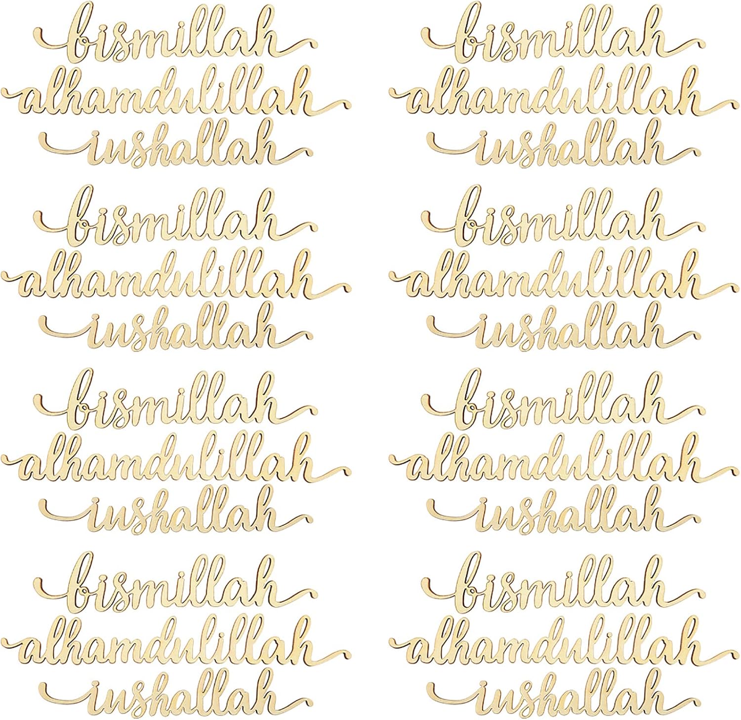 24 Pcs Ramadan Decorations for Table Wood Islamic Decor Mubarak Plate Setting Plate Sign Bismillah Inshallah Alhamdulillah Sign Wooden Letter Eid Tabletop Sign for Home Decorations Gifts Dinner Desk