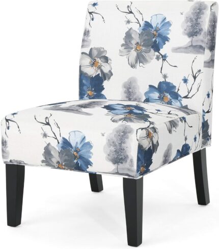 Christopher Knight Home Kendal Traditional Fabric Accent Chair, Print, Matte Black, 22.5D x 29.5W x 32H in