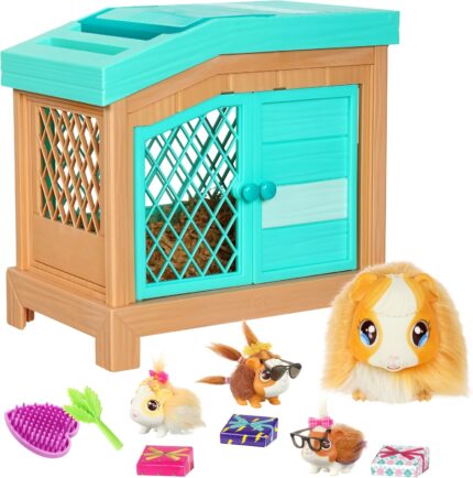 Little Live Pets – Mama Surprise | Soft, Interactive Mama Guinea Pig and her Hutch, and her 3 Surprise Babies. 20+ Sounds & Reactions. for Kids Ages 4+, Multicolor, 7.8 x 11.93 x 11.38 inches