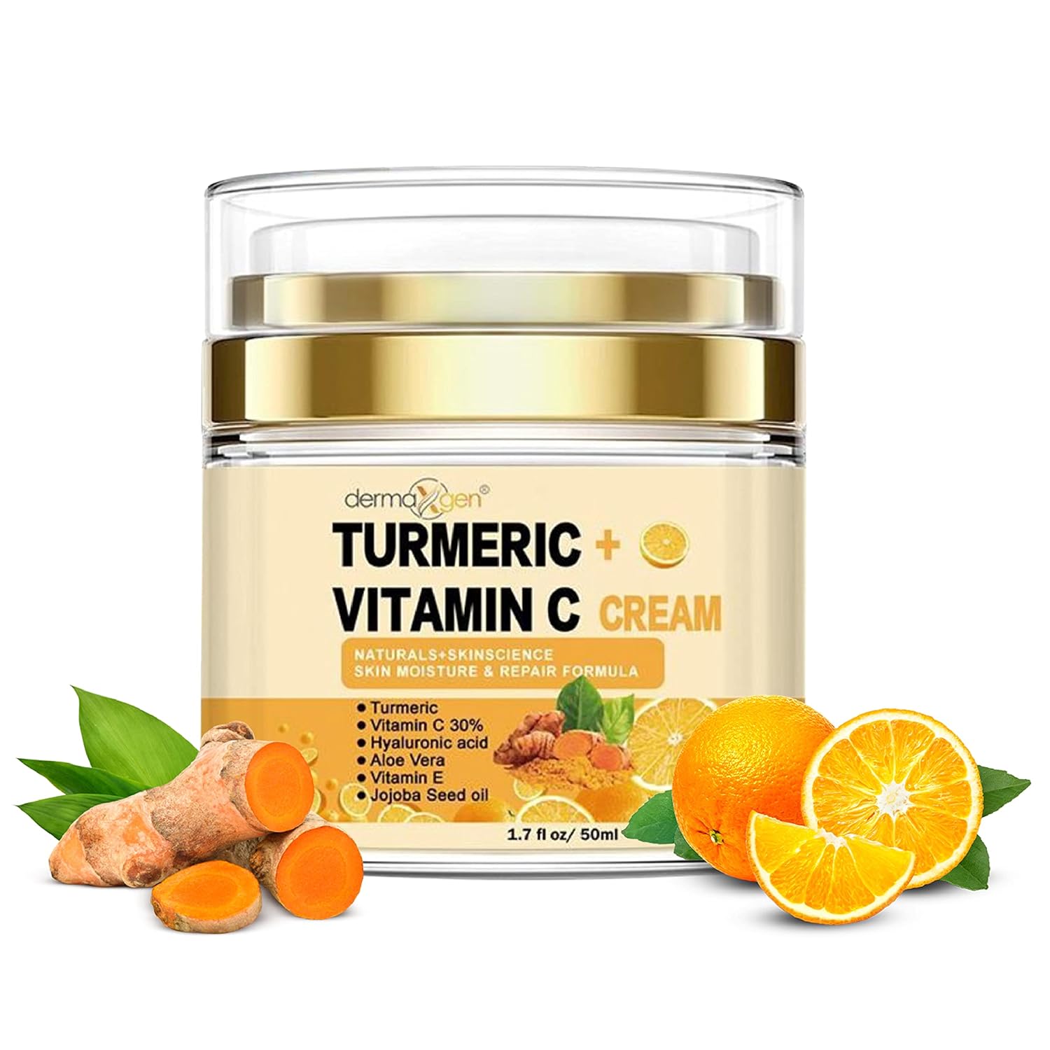 Turmeric + 30% Vitamin C – Anti-Aging Skincare with Vitamin C Face Glow Boosting Moisturizer & Skin Repairing Cream, Turmeric Cleanses Skin, Helps Acne, Evens Tone, Fades Scars, Sun Damage, & Age Spots, Anti-Wrinkle Facial Cream Normal, Dry, & Oily Skin – 1.7 FL OZ.