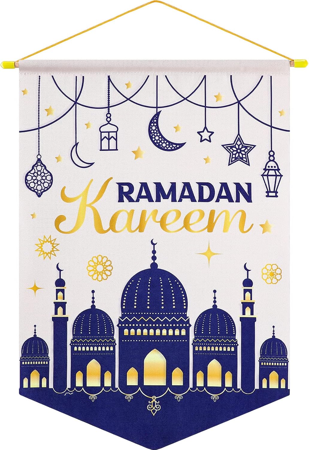 Ramadan Decorations Hanging Canvas Sign Ramadan Kareem Banner Double Sided Islamic Outdoor Ramadan Mubarak Garden Flag Welcome Ramadan Sign Canvas Ramadan Door Ornament for Indoor and Outdoor