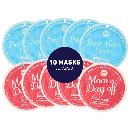 SpaLife Made for Mama Facial Mask Duo – Antioxidant Rejuvenating & Soothing Anti-Aging Facial Sheet Masks – Face Masks Skincare Set – Hydrating Face Masks – 10 Pack – Natural Fruit Extract Formulas