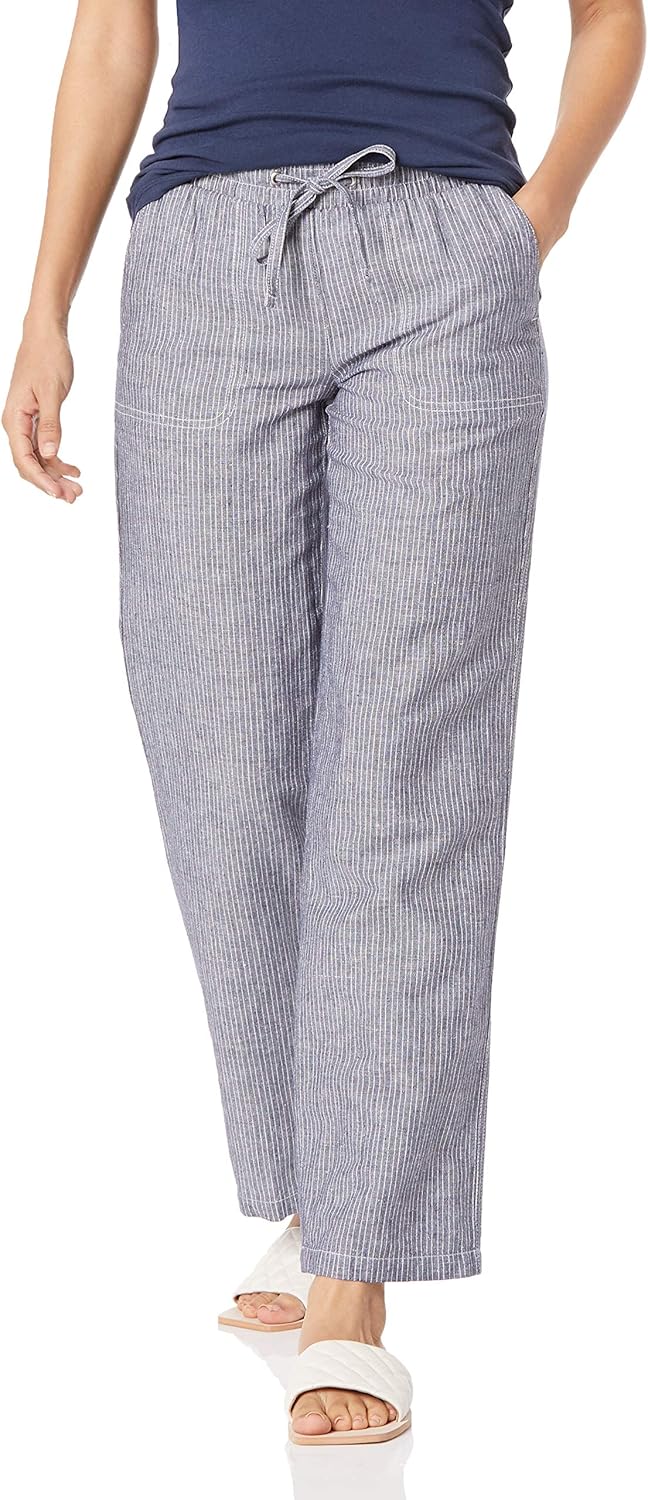 Amazon Essentials Women’s Linen Blend Drawstring Relaxed Fit Wide Leg Pant (Available in Plus Size)