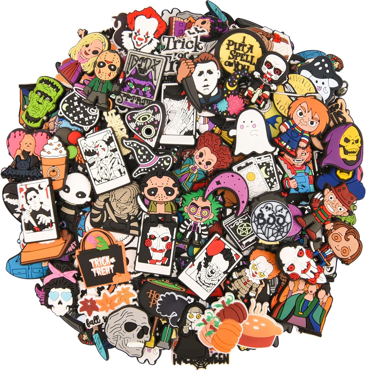 VZDIOR 30,50,100 Pieces Random Halloween Shoe Charms Kids Boys Girls Lovely Skull Shoes Decorations for Party Favor