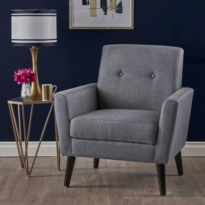 Christopher Knight Home Sienna Mid-Century Modern Fabric Club Chair, Dark Grey