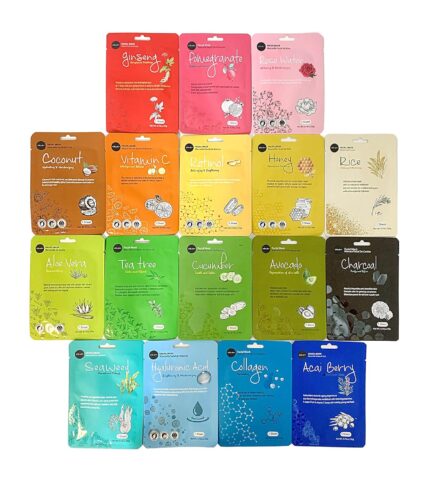 Celavi Essence Facial Sheet Face Mask Variety Set (17-Packs) Classic Korean Skincare