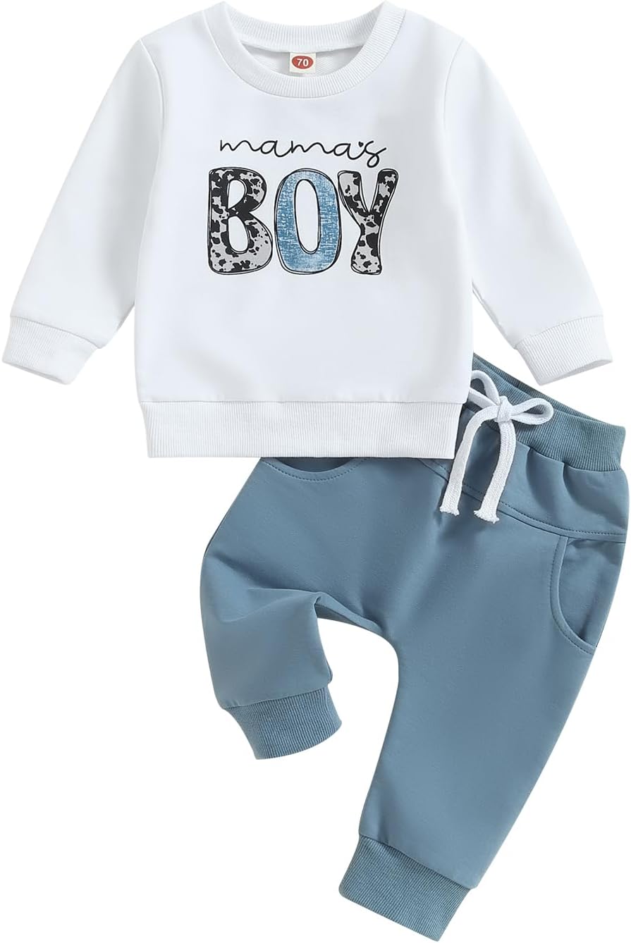 Toddler Baby Boy Fall Winter Clothes Long Sleeve Crewneck Letter Print Sweatshirt Tops Jogger Pants Sets 2Pcs Outfits