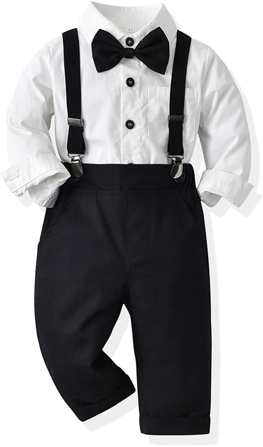 Baby Boys Christmas Outfit Bowtie Shirt Romper Suspenders Shorts Pants Wedding Birthday Party Tuxedo Gentleman Suit