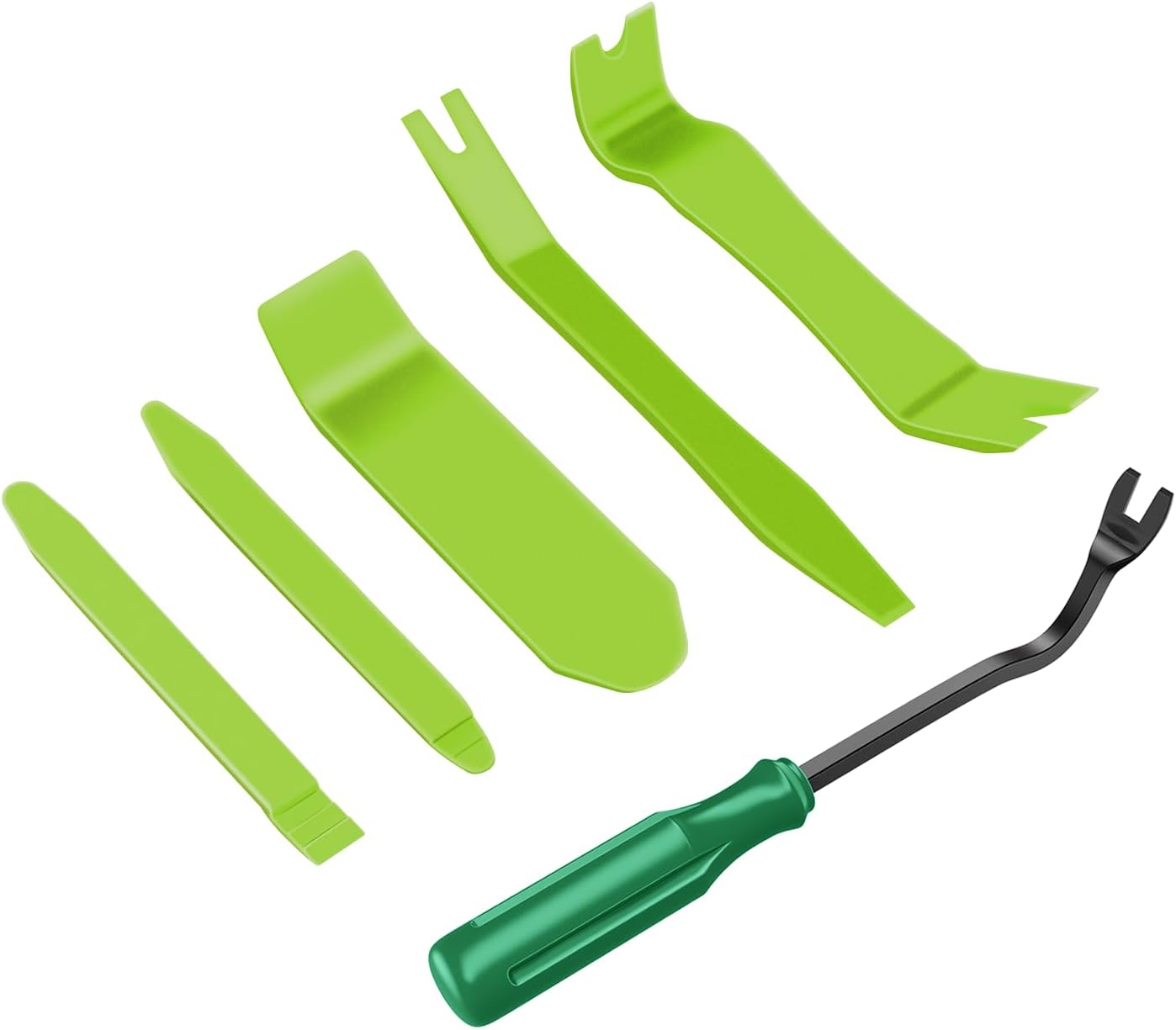 GOOACC 6PCS Auto Trim Removal Tool Kit No-Scratch Tool Kit for Car Audio Dash Panel Window Molding Fastener Remover Tool Kit-Green