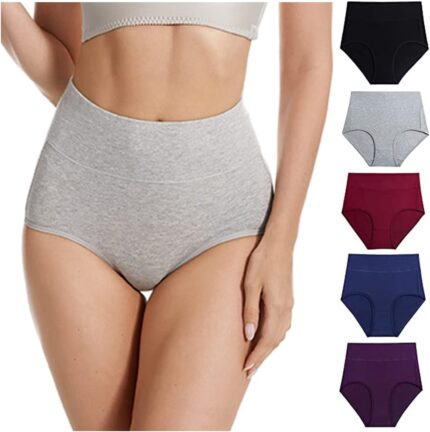 Women’s Cotton Underwear High Waisted Briefs Stretch Full Coverage Panties