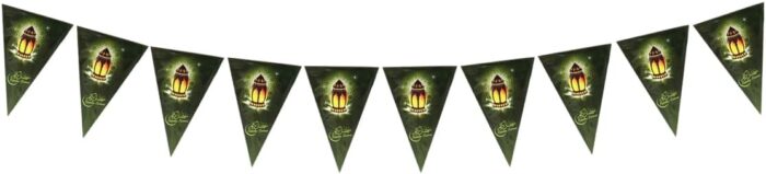 Ramadan Decoration Banner Hanging 10Pcs Ramadan Kareem Ramadan Mubarak (Green)