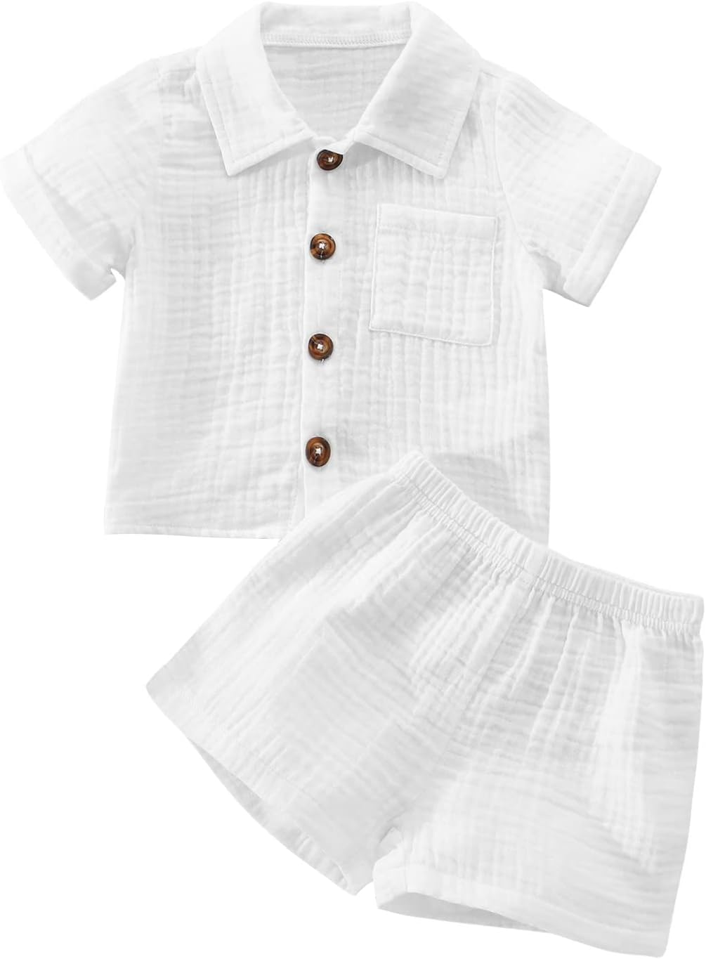 Baby Boys Clothes Set Toddler Infant Boys Button-down Shirt Tops + Cotton Gauze Shorts Summer Outfit 2PCS with Pockets