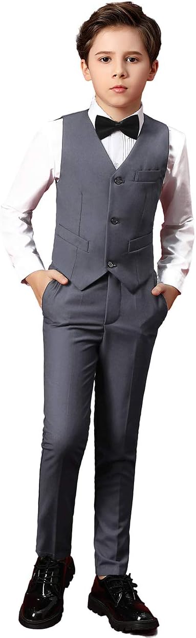 Boys Suit Kids Formal Wedding Tuxedo Dress Suits for Teen Boys Vest and Pants Set