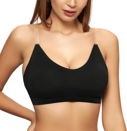 Sexy Code 1701 Clear Strap Backless Bra for Women Small Breast, Seamless Wireless Non Padded Bralette