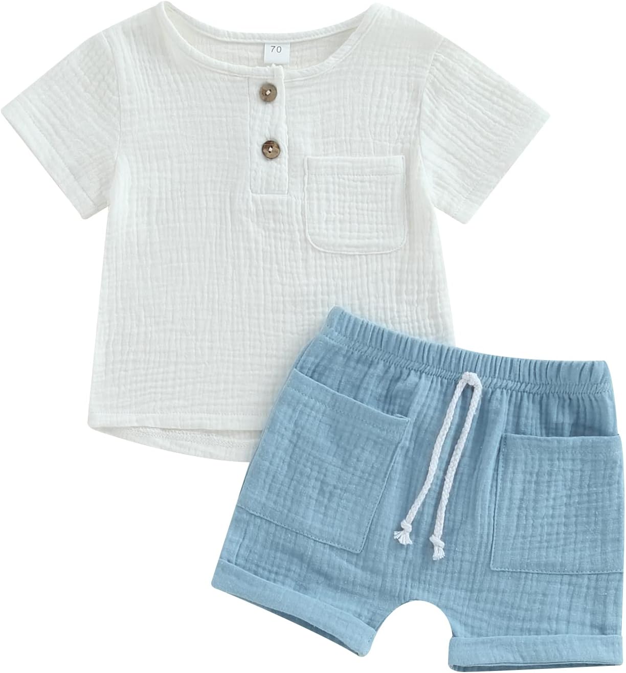 Baby Boy Summer Clothes Toddler Infant Short Sleeve Solid Cotton Linen T-Shirt Tops Casual Shorts Set 2Pcs Outfits