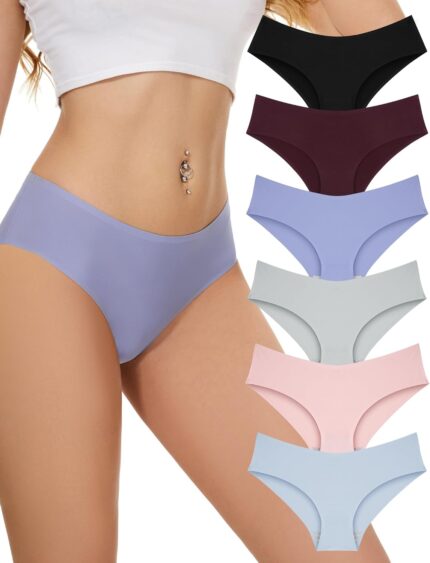 Sunm Boutique Seamless Underwear for Women Cheeky Panties No Show Underwear Invisible Breathable Bikini Panties 3/5/6/10 Pack