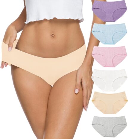 Altheanray Womens Underwear Cotton Underwear for Women Seamless Hipster Bikini Briefs Panties 6 Pack