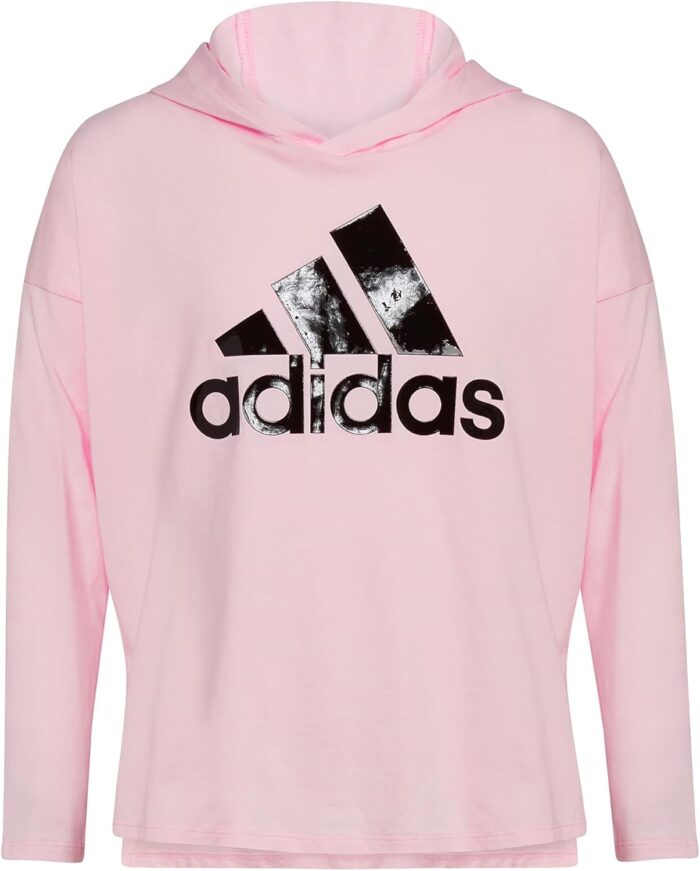 adidas Girls’ Long Sleeve Hooded Graphic Tee