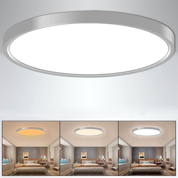 Ceiling Light LED, 3000K/4500K/6500K switchable Ceiling Light, 12 Inch Flush Mount Light, 28W Round Ceiling Mount Light Fixture for Kitchen, Bedroom, Living Room, Dining Room