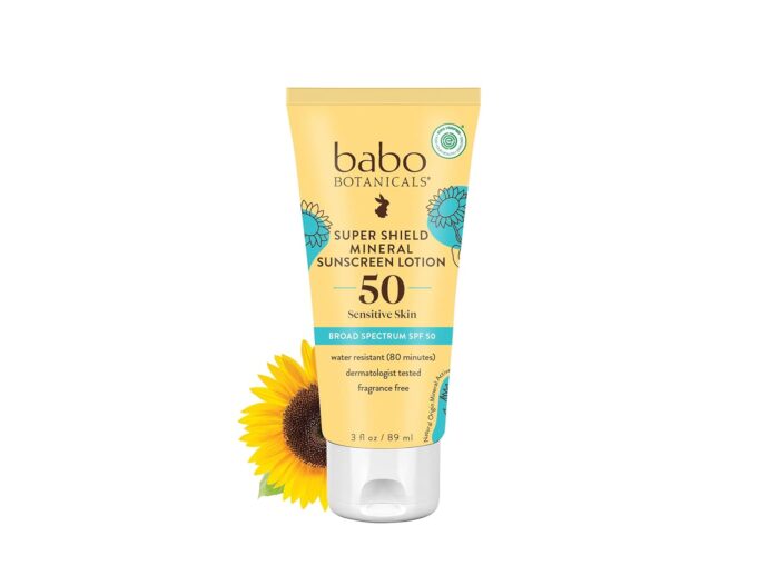 Babo Botanicals Sheer Mineral Sunscreen Lotion SPF 50 – Natural Zinc Oxide – Extra Sensitive Skin – Lightweight – Water Resistant – Fragrance-Free – EWG Verified- Sheer application