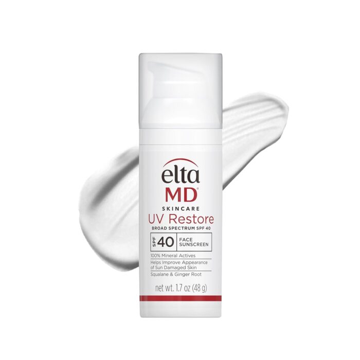 EltaMD UV Restore Face Sunscreen, SPF 40, Mineral Sunscreen for Sun Damaged Skin Repair, Anti-Aging Zinc Oxide Sunscreen Formula, 1.7 Oz Tube