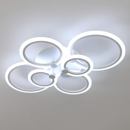 DELIPOP Modern Ceiling Light – 31 Inch 80W 6 Rings Close to Ceiling Light Fixtures, 6500K Cool White Indoor Modern LED Flush Mount Ceiling Light for Bedroom, Living Room, Kitchen, Dining Room