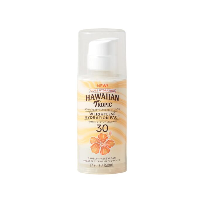 Hawaiian Tropic Weightless Hydration Lotion Sunscreen for Face SPF 30, 1.7oz | Travel Size Sunscreen, Oil Free Face Sunscreen, Hawaiian Tropic Sunscreen SPF 30, Sunblock Face, Mini Sunscreen, 1.7oz