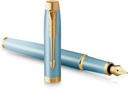 PARKER IM Writing Rituals Fountain Pen, Turquoise Green Finish with Gradient, Gold Trims, Fine Nib, Blue Ink, Gift Box