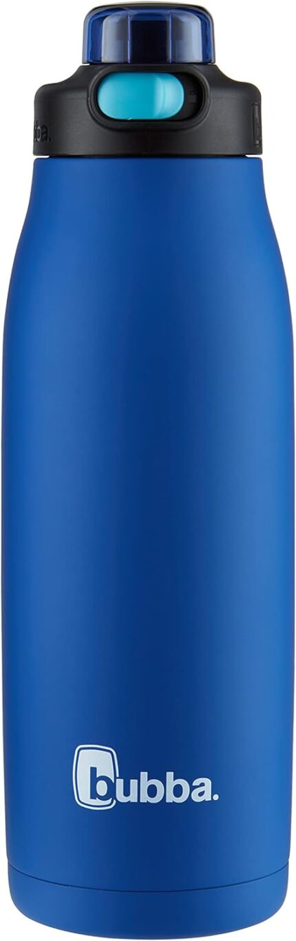 Bubba Radiant Stainless Steel Water Bottle with Push-Button Chug Lid 32oz., Cobalt Rubberized