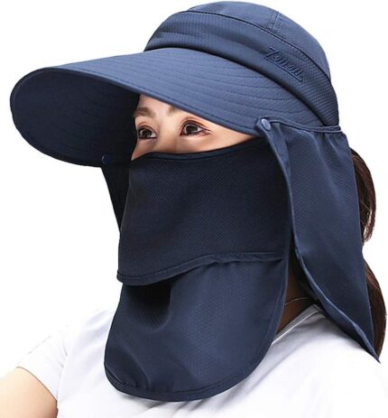 Outdoor UPF 50+ UV Sun Protection Waterproof Breathable Face Neck Flap Cover Folding Sun Hat for Men/Women