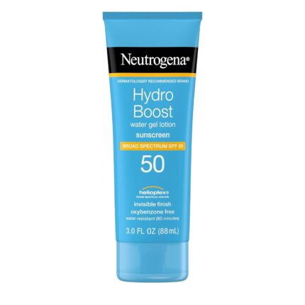 Neutrogena Hydro Boost Moisturizing Water Gel Sunscreen Lotion with Broad Spectrum SPF 50, Water-Resistant & Non-Greasy Hydrating Sunscreen Lotion, Oil-Free, 3 fl. oz